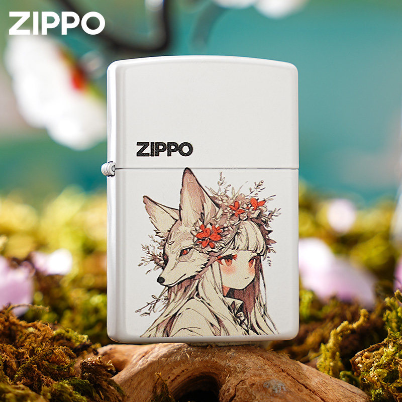zippo芝宝打火机 白狐少女 正品防风zipoo煤油生日送男友礼物女士
