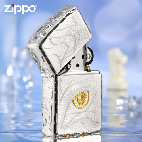 zippo秋水含睛镀银凿边升级礼盒