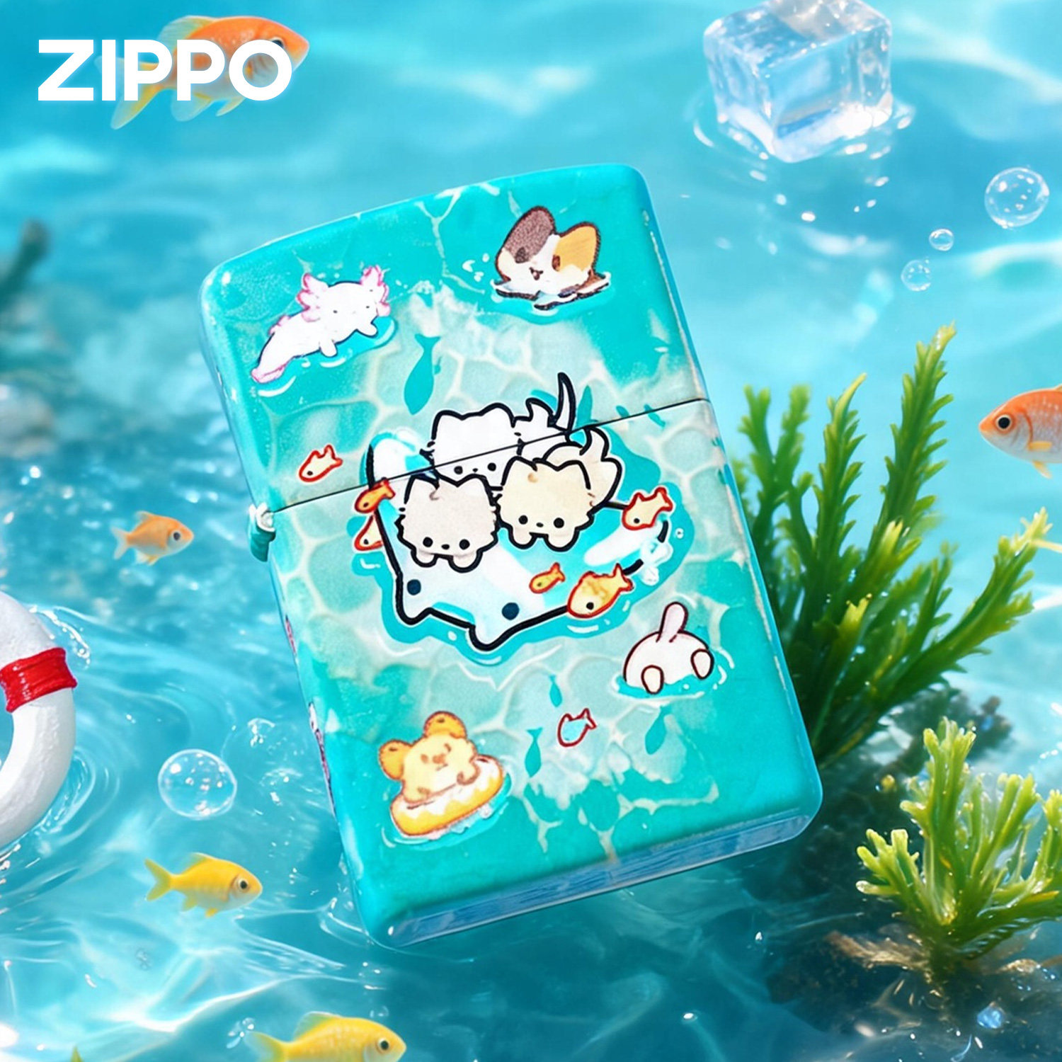 zippo打火机 镀银夏日萌宠 官方正品防风zipoo煤油送男友生日礼物