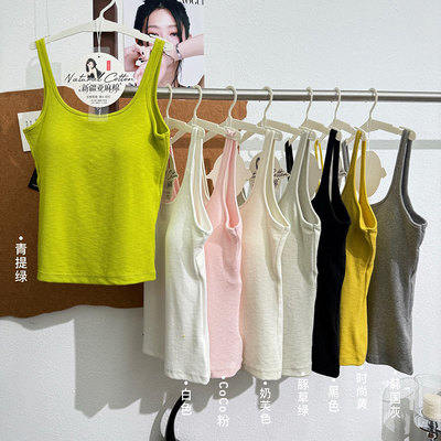 亚麻螺纹棉亲肤美背防走光吊带