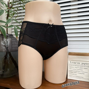 米娅林纯欲风性感蕾丝内裤女中腰网纱舒适包臀裤蚕丝透气裆三角裤