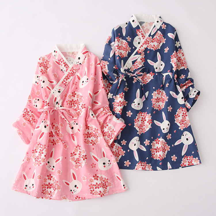 春夏秋女童长袖纱布和服睡裙纯棉儿童中国汉服睡衣和风樱花,童装/婴儿装/亲子装,家居裙/睡裙,淘宝优惠券,粉丝福利购,淘宝优惠卷