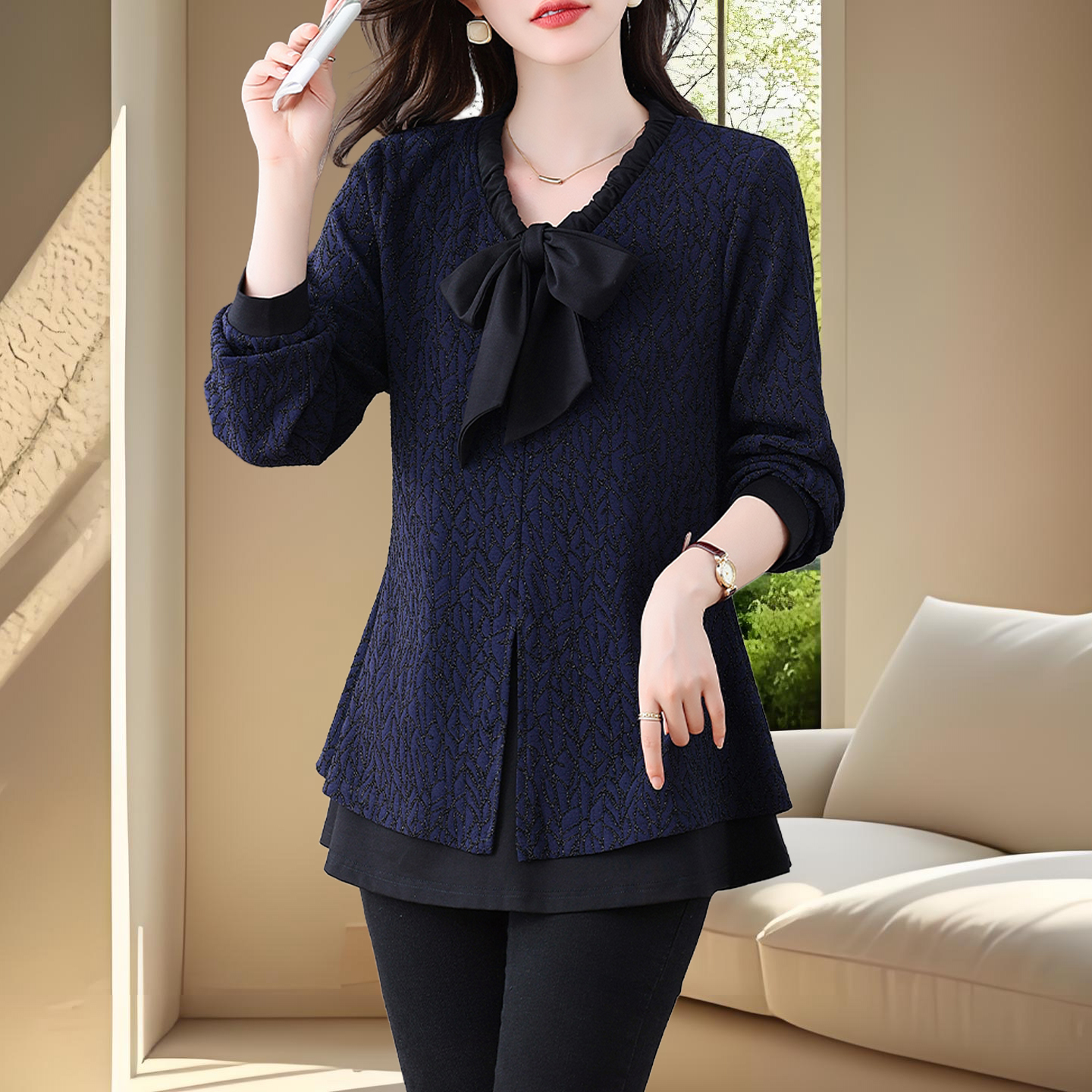 2025秋冬新款加绒加厚打底衫女大码中长款胖mm时尚显瘦妈妈上衣