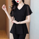 亮丝短袖 女装 雪纺衫 女夏装 胖MM宽松显瘦遮肉女上衣 时尚 中长款 大码