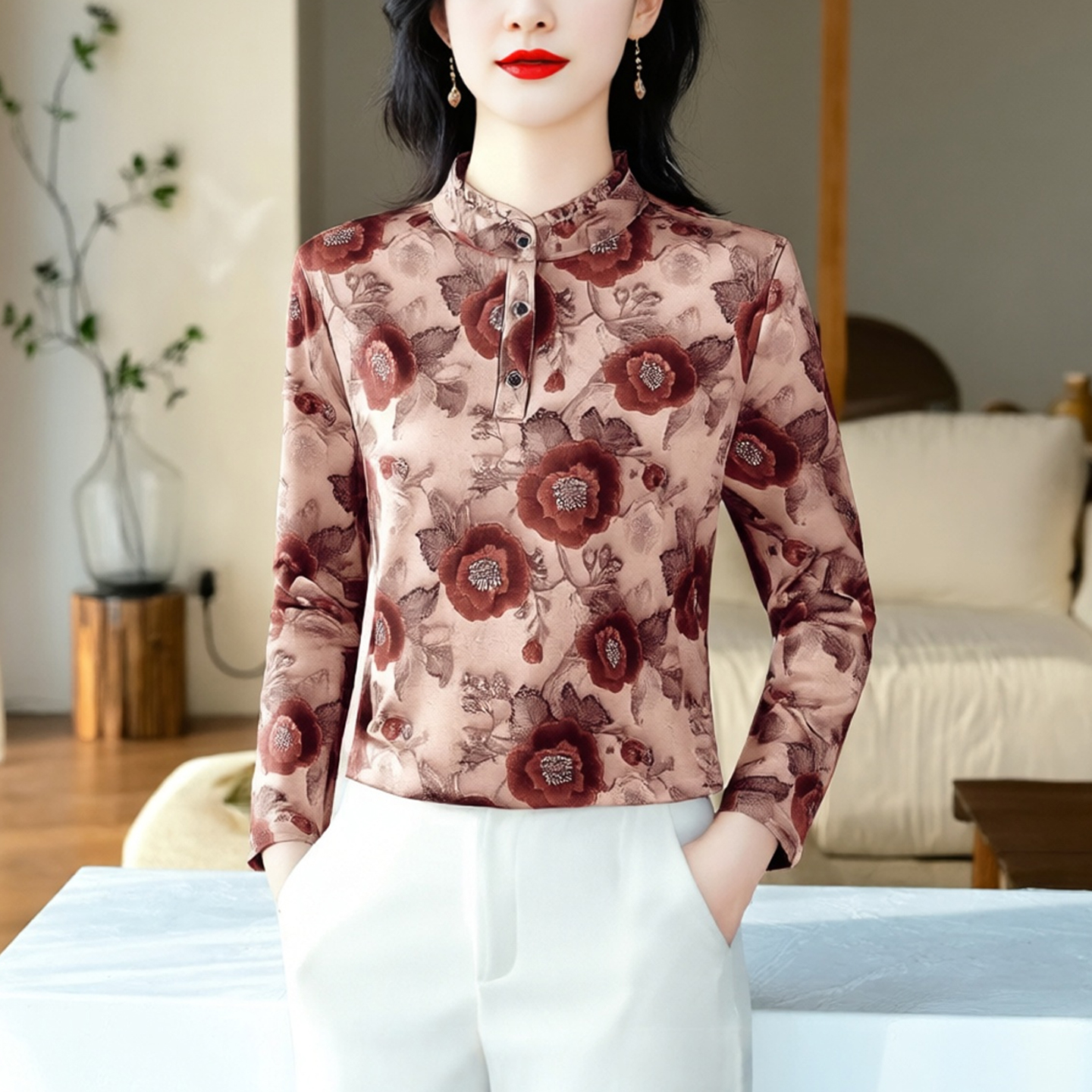 印花打底衫女加绒德绒内搭可外穿