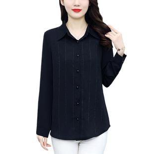长袖衬衫女士2023新款欧货早秋衣时尚洋气外穿胖mm大码女装雪纺衫