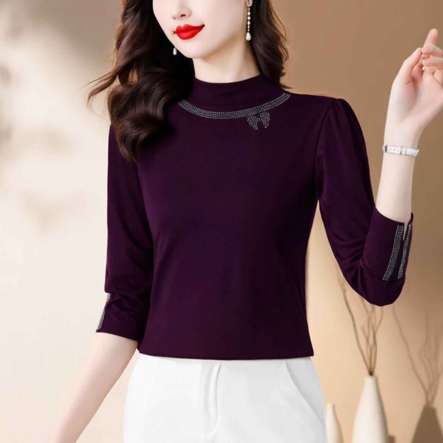 半高领加绒打底衫女新款气质小衫