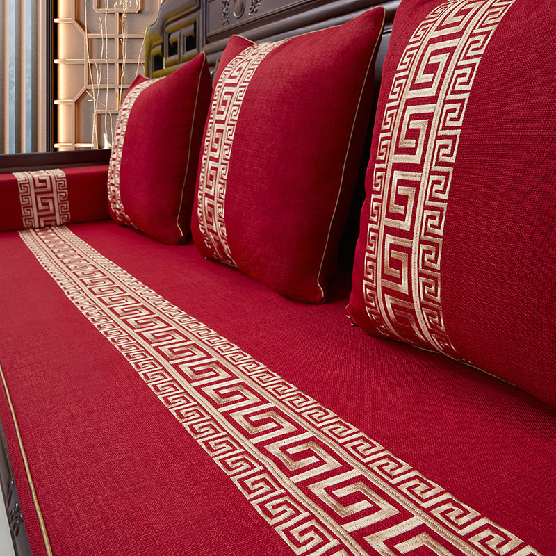 新中式沙发坐垫海绵垫防滑套罩罗汉床垫红木椅子实木家具座垫定制