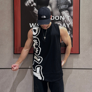 BXLT必须撸铁经典字母LOGO圆领休闲夏季宽松无袖运动健身背心