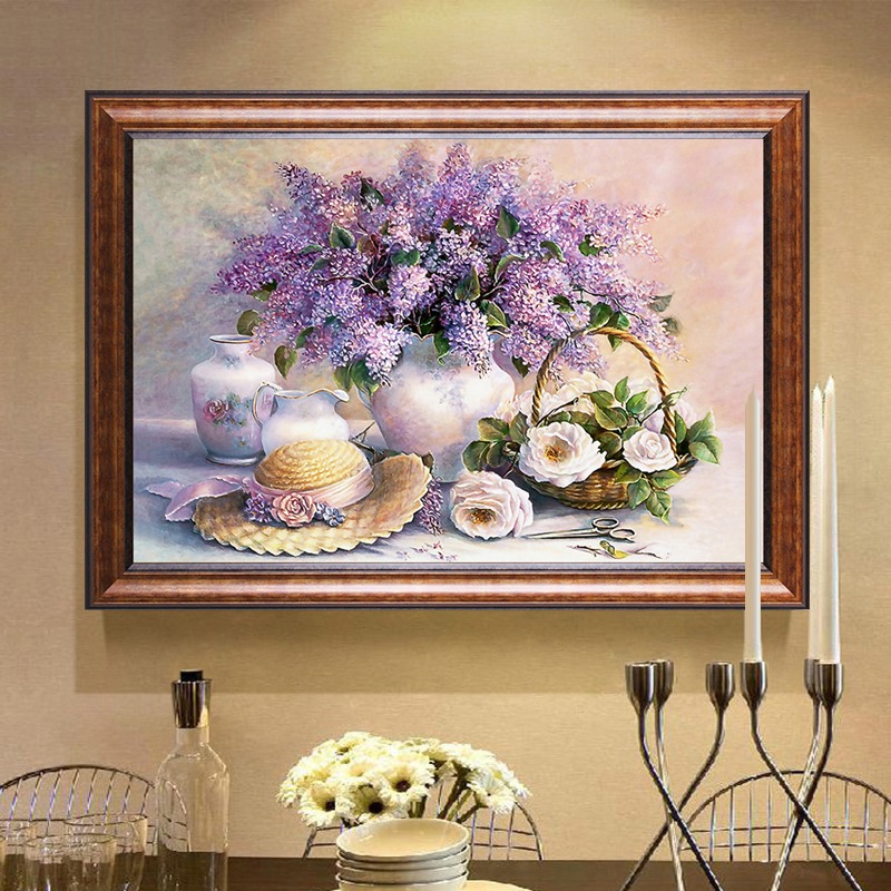 点贴钻十字绣满钻新款2025客厅餐厅5d钻石画薰衣草花卉花瓶砖石秀