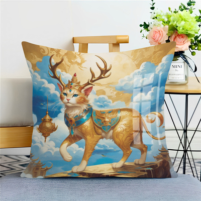 山海经神兽十字绣抱枕满绣神兽客厅靠垫手工diy刺绣高级感送朋友