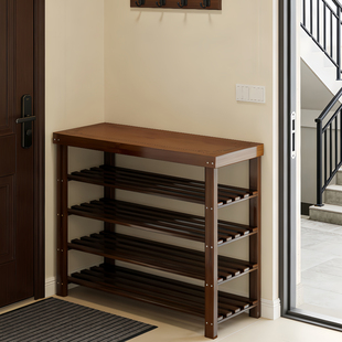 子收纳架实木防尘简易鞋 柜子 架多层家用门口外楼道入户门可坐鞋 鞋