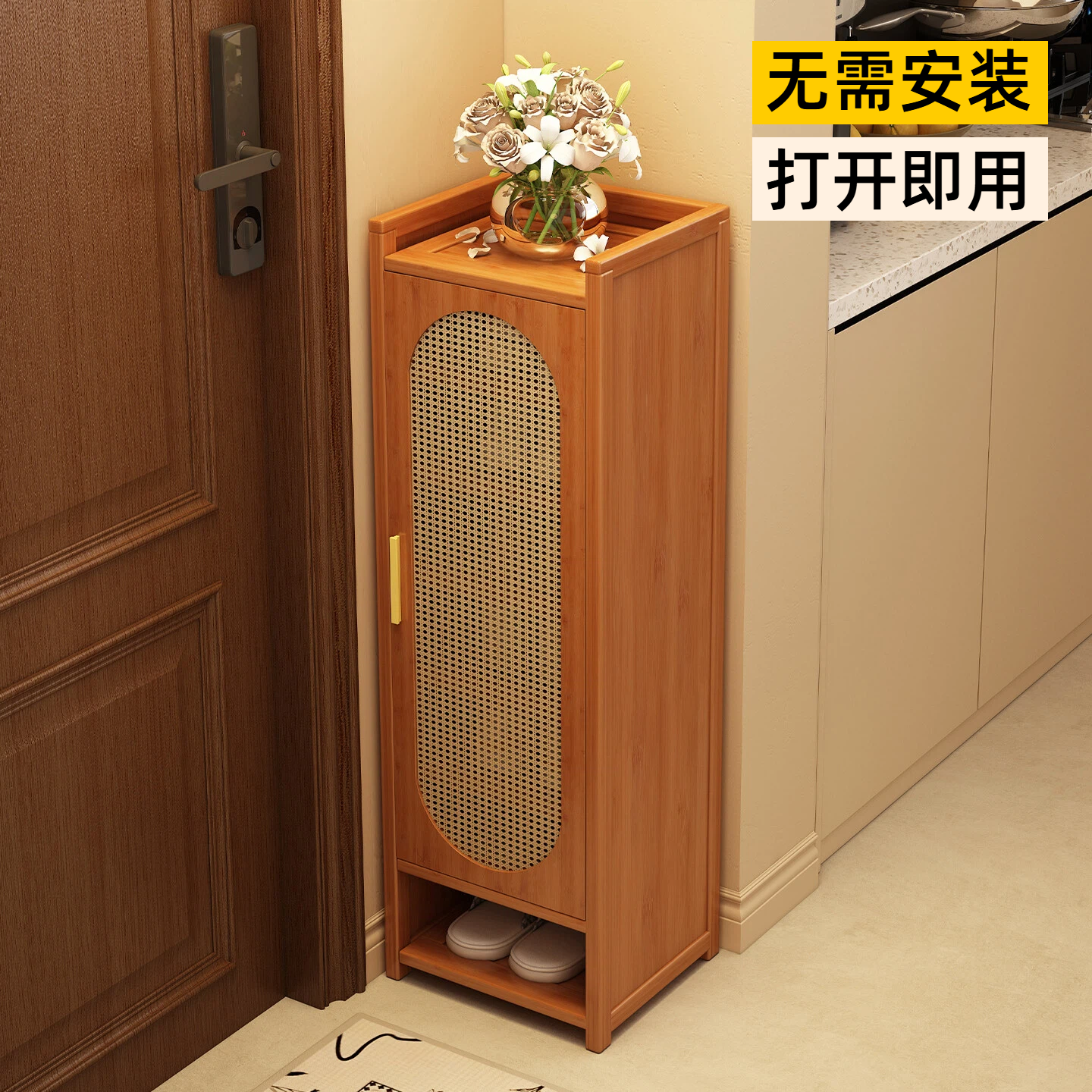 折叠鞋架小窄门口家用带门免安装鞋柜出租房用简易小型鞋子收纳柜,住宅家具,鞋柜,淘宝优惠券,粉丝福利购,淘宝优惠卷