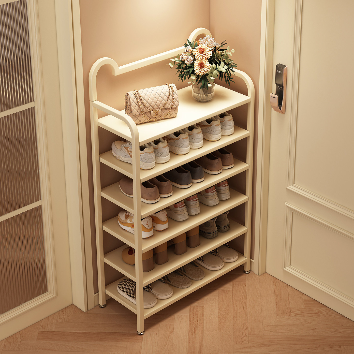 鞋架子家用门口多层小户型入户儿童鞋架奶油风鞋子收纳柜出租房用,住宅家具,鞋架,淘宝优惠券,粉丝福利购,淘宝优惠卷