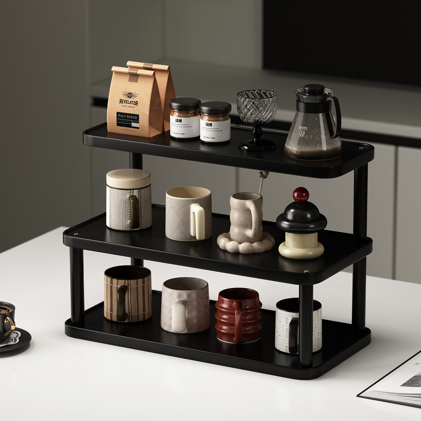 桌面置物架杯子收纳架餐桌上台面工位水杯咖啡杯架小型酒杯放置架