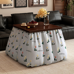 实木烤火桌子家用新型茶几一体烤火炉正方形烤火架客厅小型取暖桌