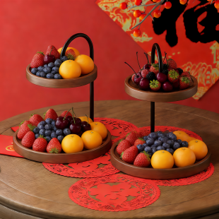 实木水果盘家用2026新款新年客厅茶几零食摆放盘干果盘坚果收纳盒