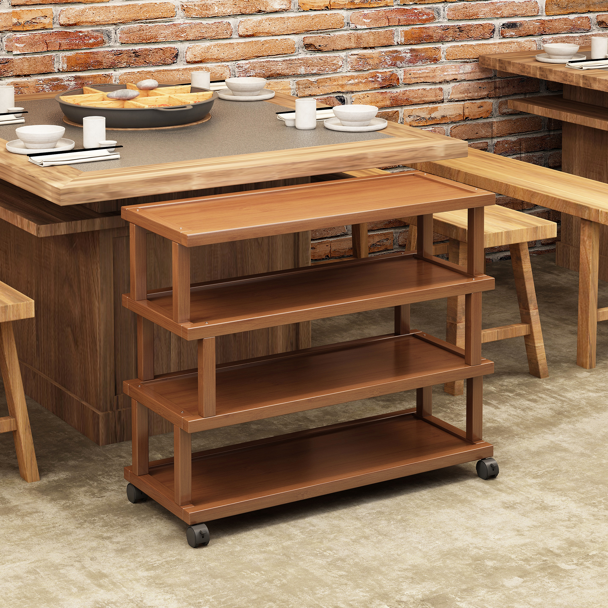 火锅菜架子放菜商用饭店多层配菜餐边架厨房蔬菜食材小推车置物架