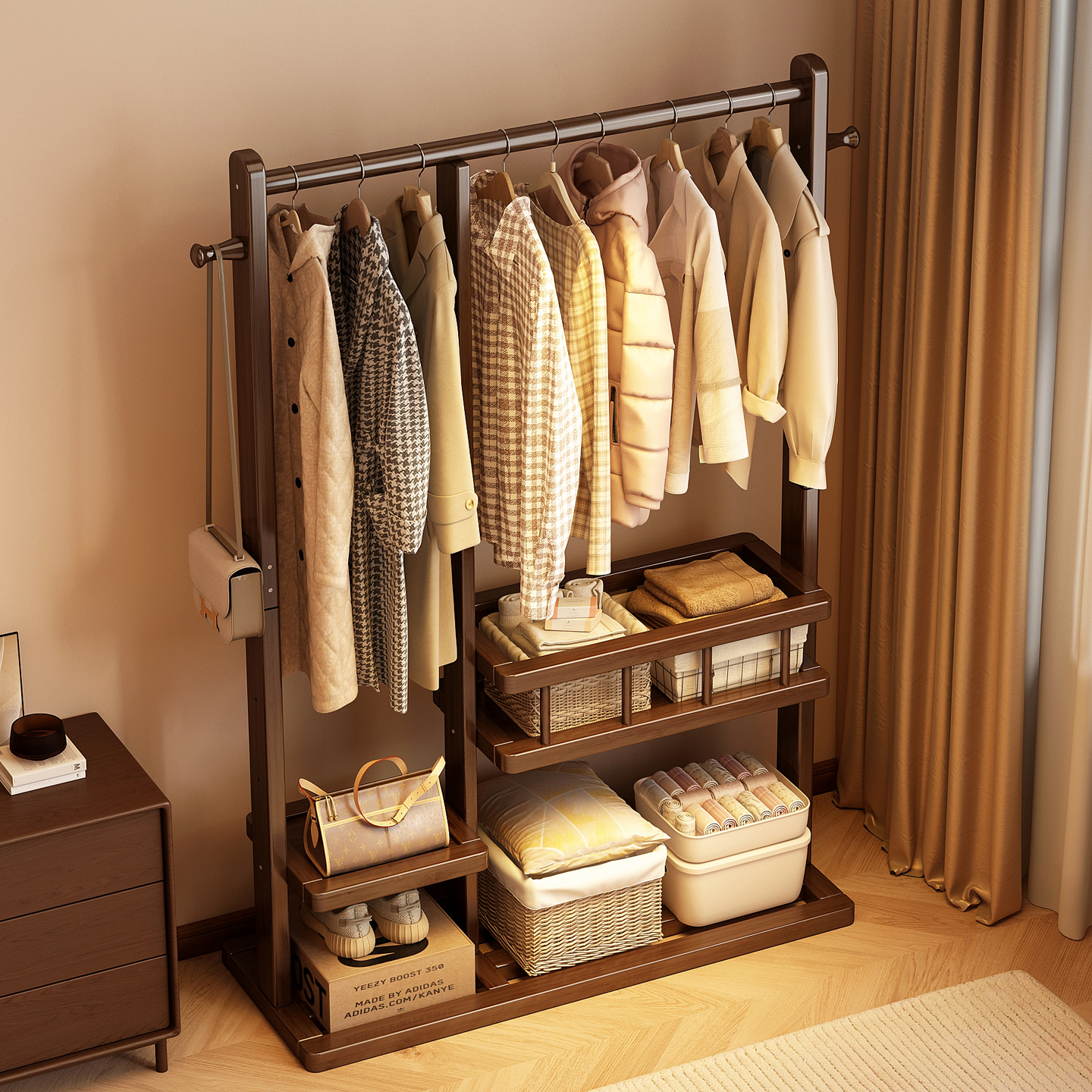 大承重衣帽架大容量加固耐用