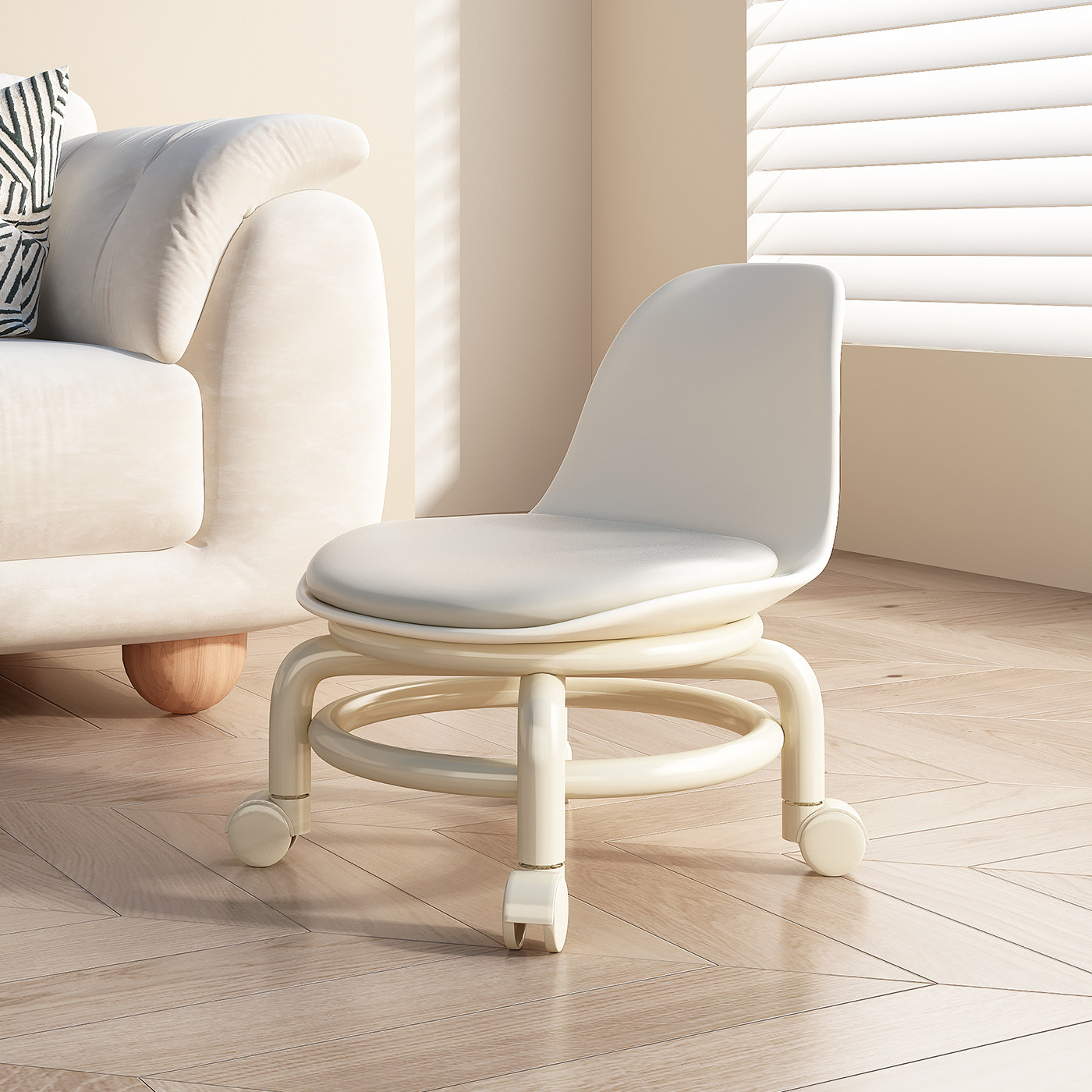 万向轮小凳子家用矮凳滑轮移动静音小板凳客厅小坐凳靠背滑滑椅子,住宅家具,矮凳,淘宝优惠券,粉丝福利购,淘宝优惠卷