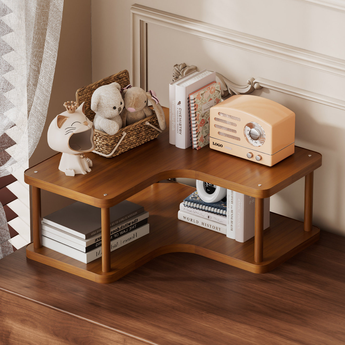 桌面转角置物架学生宿舍书桌上工位改造多层收纳架简易书柜水杯架,收纳整理,整理架/置物架/收纳架,淘宝优惠券,粉丝福利购,淘宝优惠卷