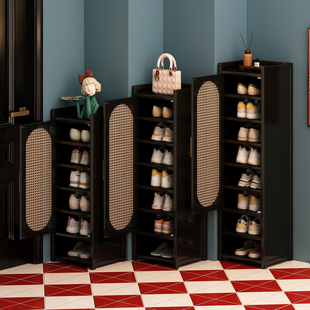 鞋架小窄门口置物架多层家用入户角落儿童免安装带门鞋柜出租屋用