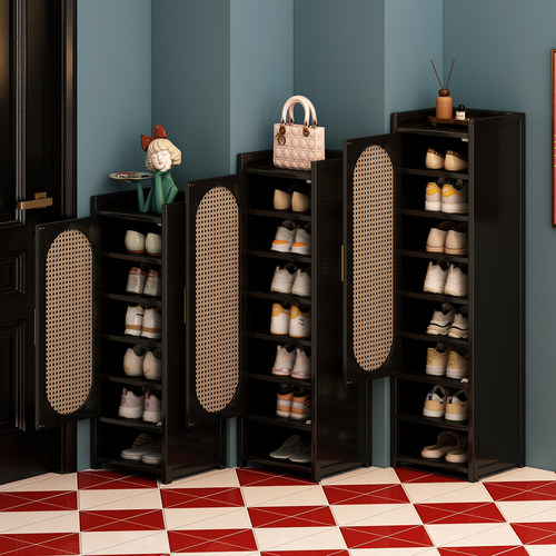 折叠免安装小窄藤编鞋柜