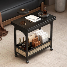移动茶几可折叠边几家用客厅沙发边柜实木小推车置物架床头小桌子