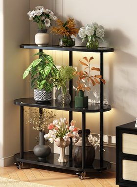 复古风花架子家用客厅轻奢落地式置物架阳台多层可移动花盆摆放架