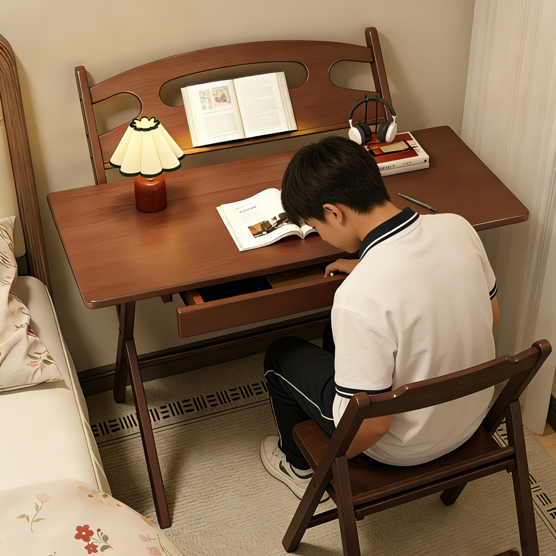 折叠书桌家用儿童可升降学习桌学生卧室写字桌简易便捷做作业桌子