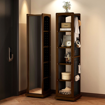 置地旋转可移动穿衣镜洞洞板一体