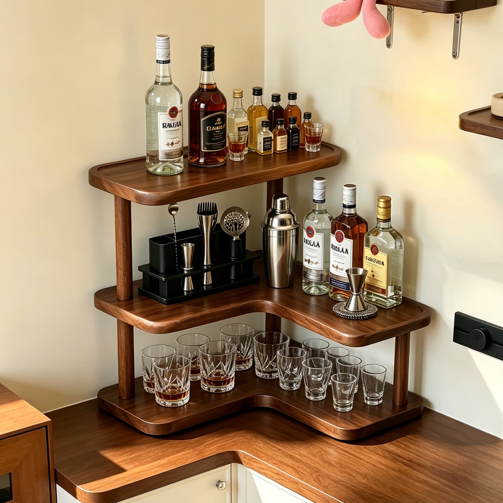 桌面转角酒架家用多层杯子收纳架置物架宿舍桌面小型洋酒展示架