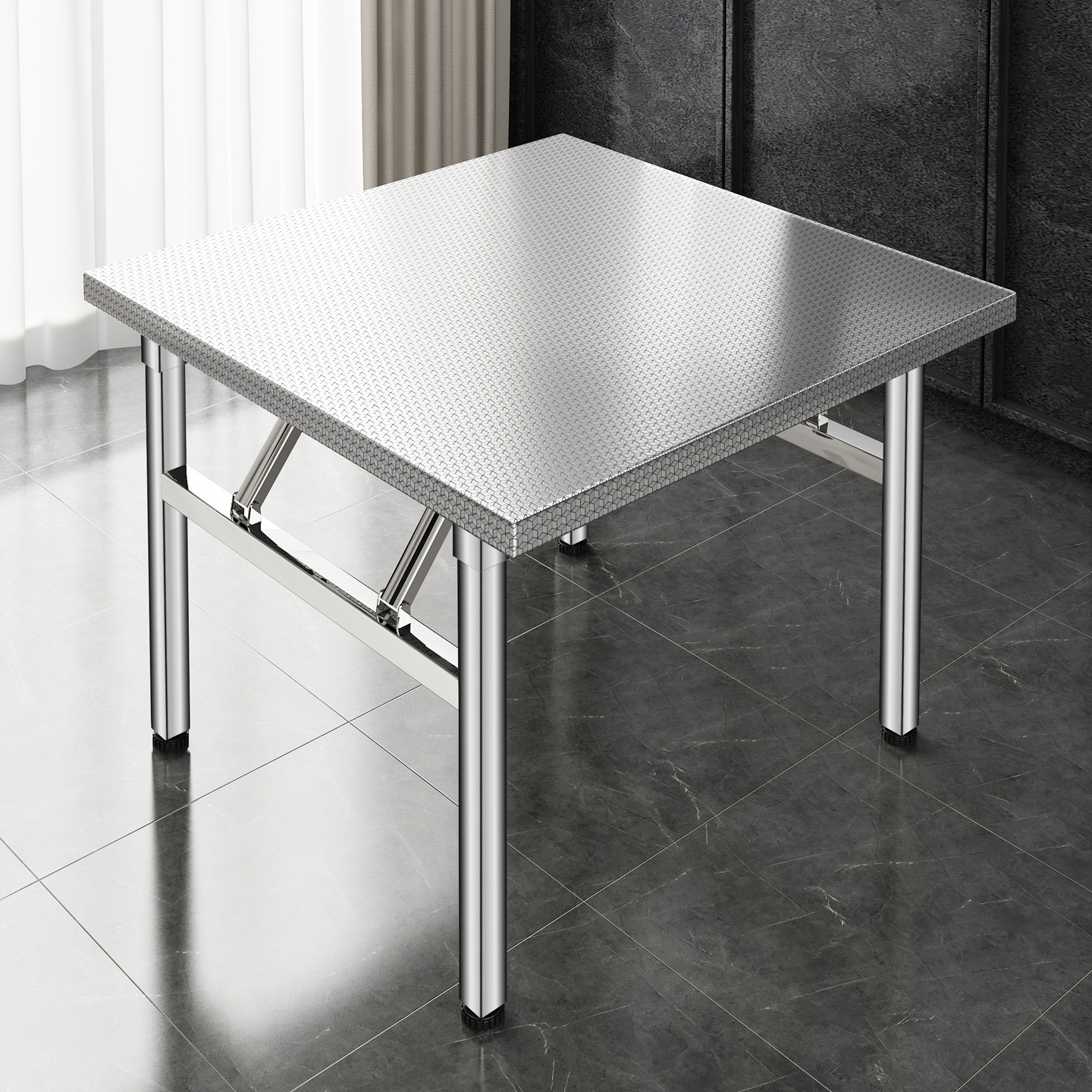 不晃不响防锈耐磨不锈钢折叠桌