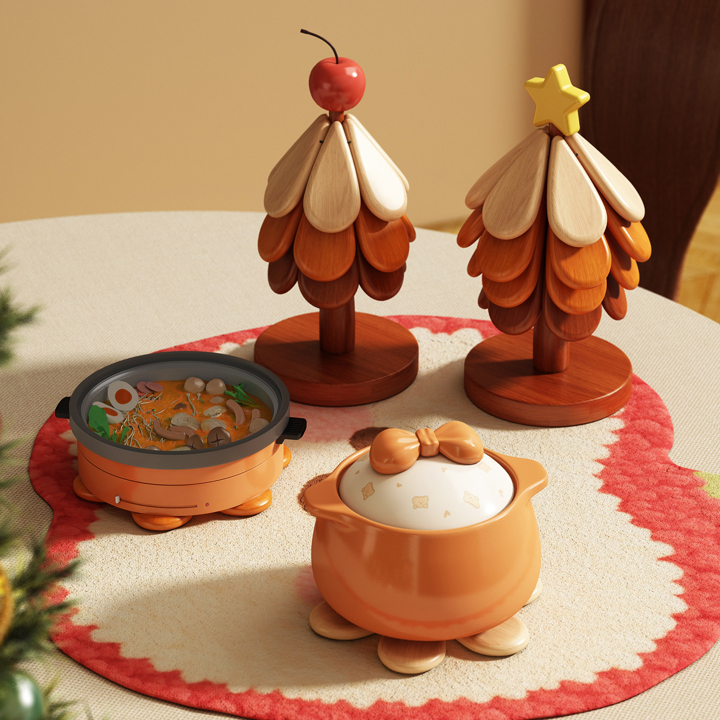 实木圣诞树隔热垫餐桌防烫耐高温砂锅碗盘碟杯子垫餐边柜创意摆件,餐饮具,餐垫,淘宝优惠券,粉丝福利购,淘宝优惠卷