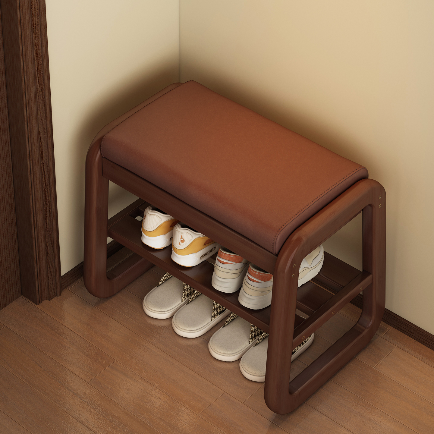 【鞋架+坐凳+储物】一凳三用