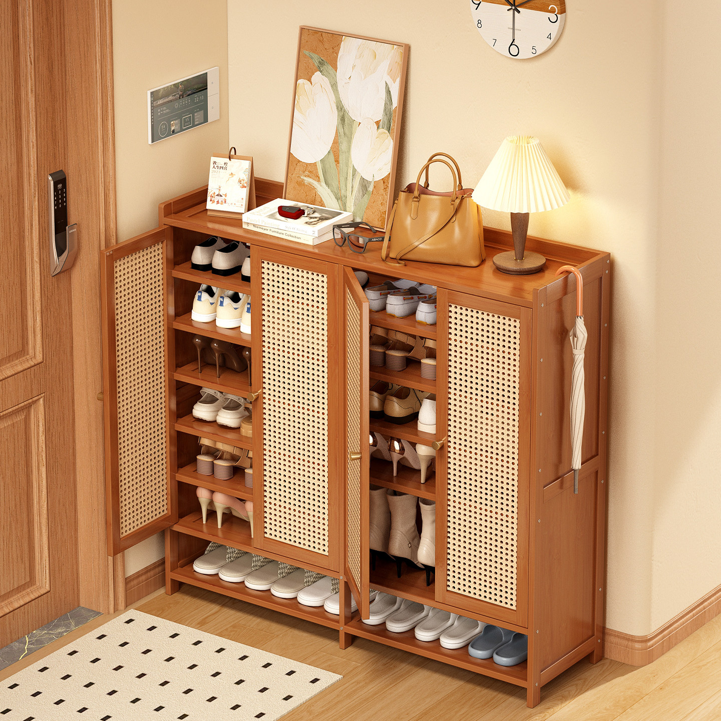 鞋架家用门口多层室内带门鞋柜防尘楼道入户门鞋子收纳柜一体靠墙,住宅家具,鞋架,淘宝优惠券,粉丝福利购,淘宝优惠卷