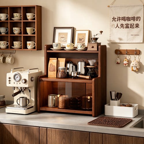 实木防尘玻璃杯架采用进口橡胶木