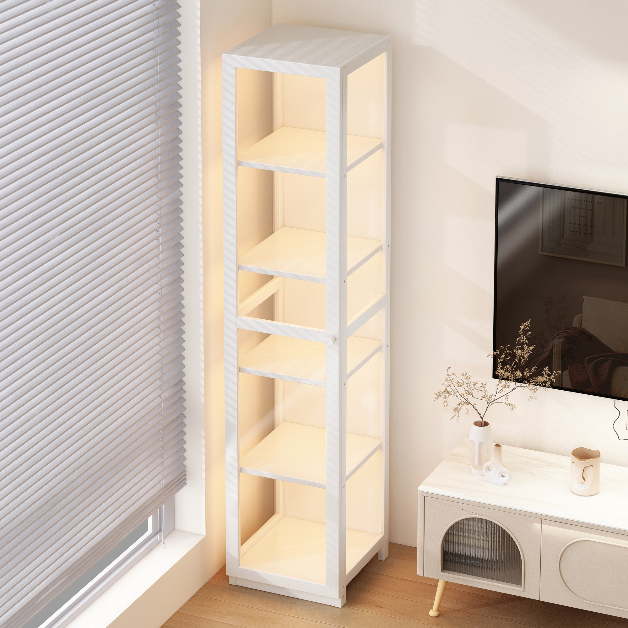 三面透明楠竹不占空间展示柜