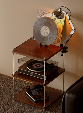 日式置物架落地客厅中古风多层零食收纳架子储物书柜小货架展示架