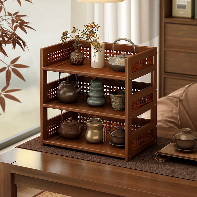 桌面博古架小型茶叶茶具置物架多层收纳架客厅茶几陈列复古展示架
