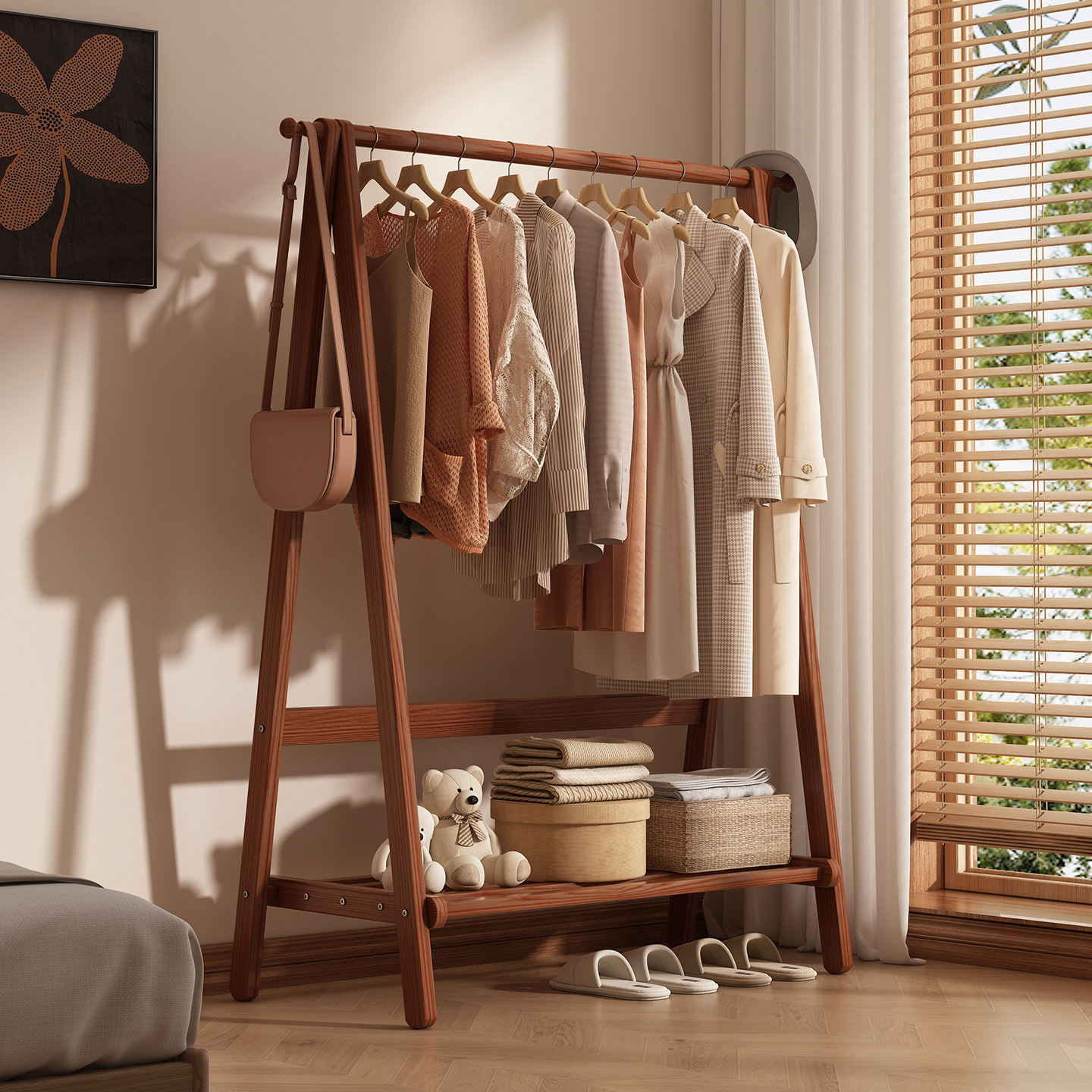 多功能衣帽架分区收纳多元储物