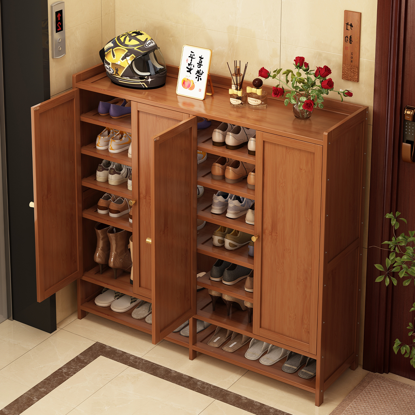 鞋柜家用门口楼道外一体靠墙鞋子收纳柜大容量多层超大鞋架储物柜