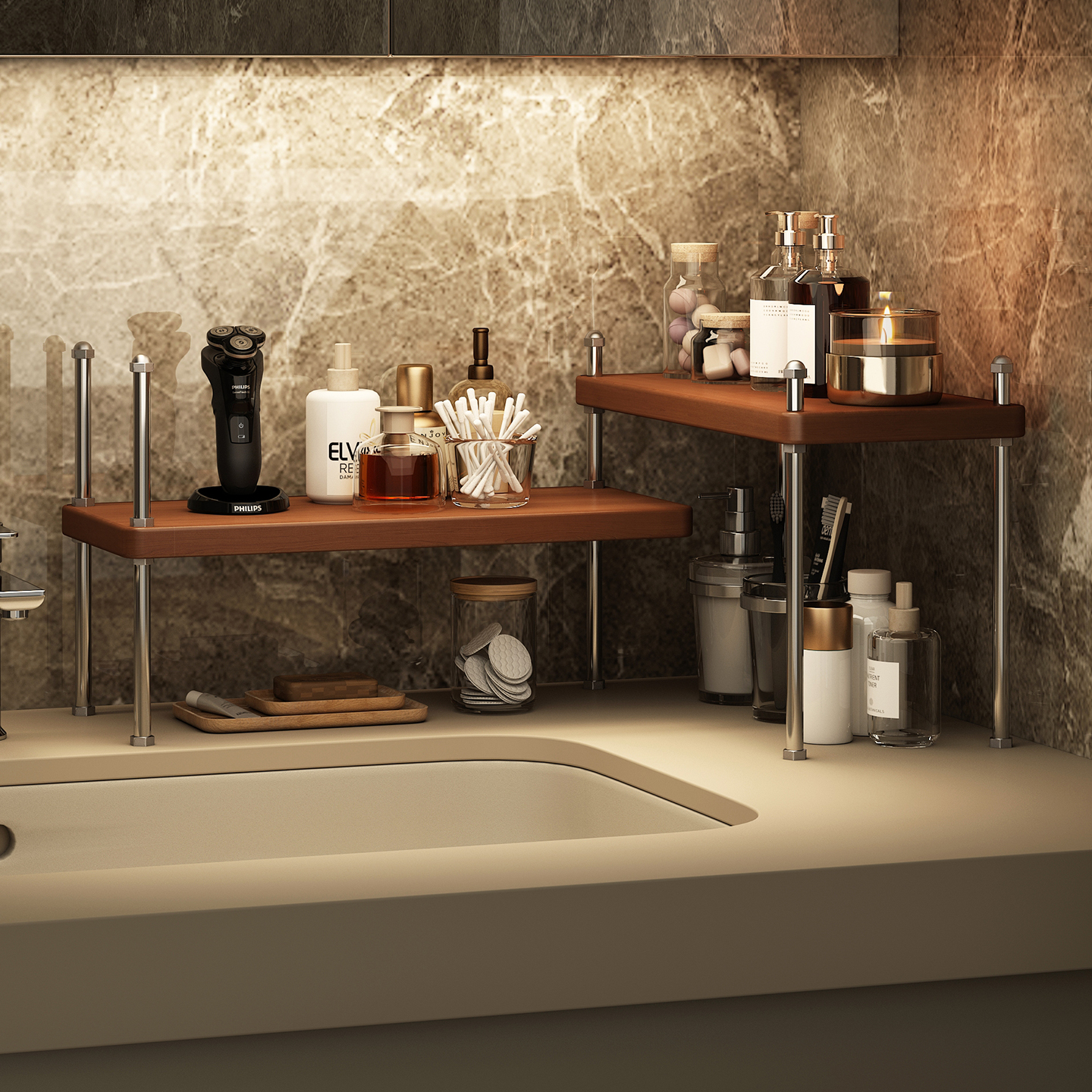 洗漱台三角置物架台面护肤品架子