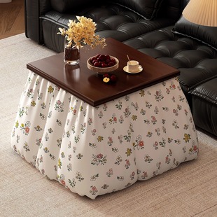 实木烤火桌子可折叠湖南省桌家用客厅暖桌中古风冬季长方形烤火架