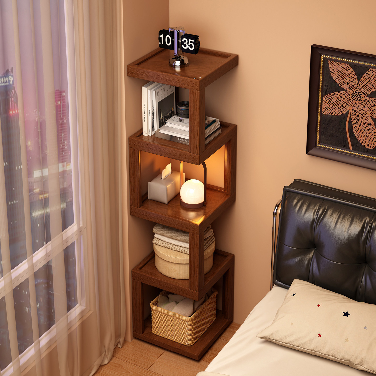 转角置物架卧室90度拐角收纳柜客厅一体靠墙落地角柜中古风展示柜,住宅家具,角柜,淘宝优惠券,粉丝福利购,淘宝优惠卷