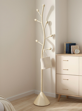 奶油风挂衣架落地立式衣帽架房间床边晚上放衣神器玄关入户挂包架