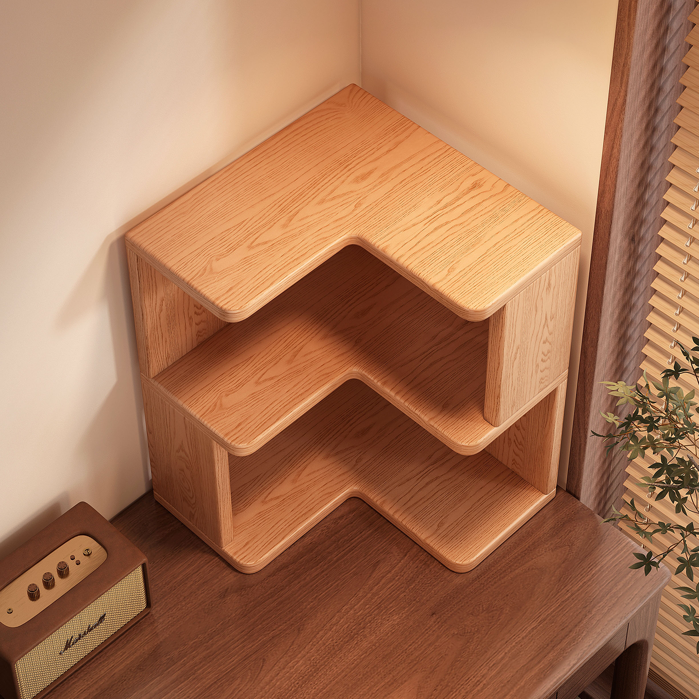 【纯实木】桌面转角书架置物架