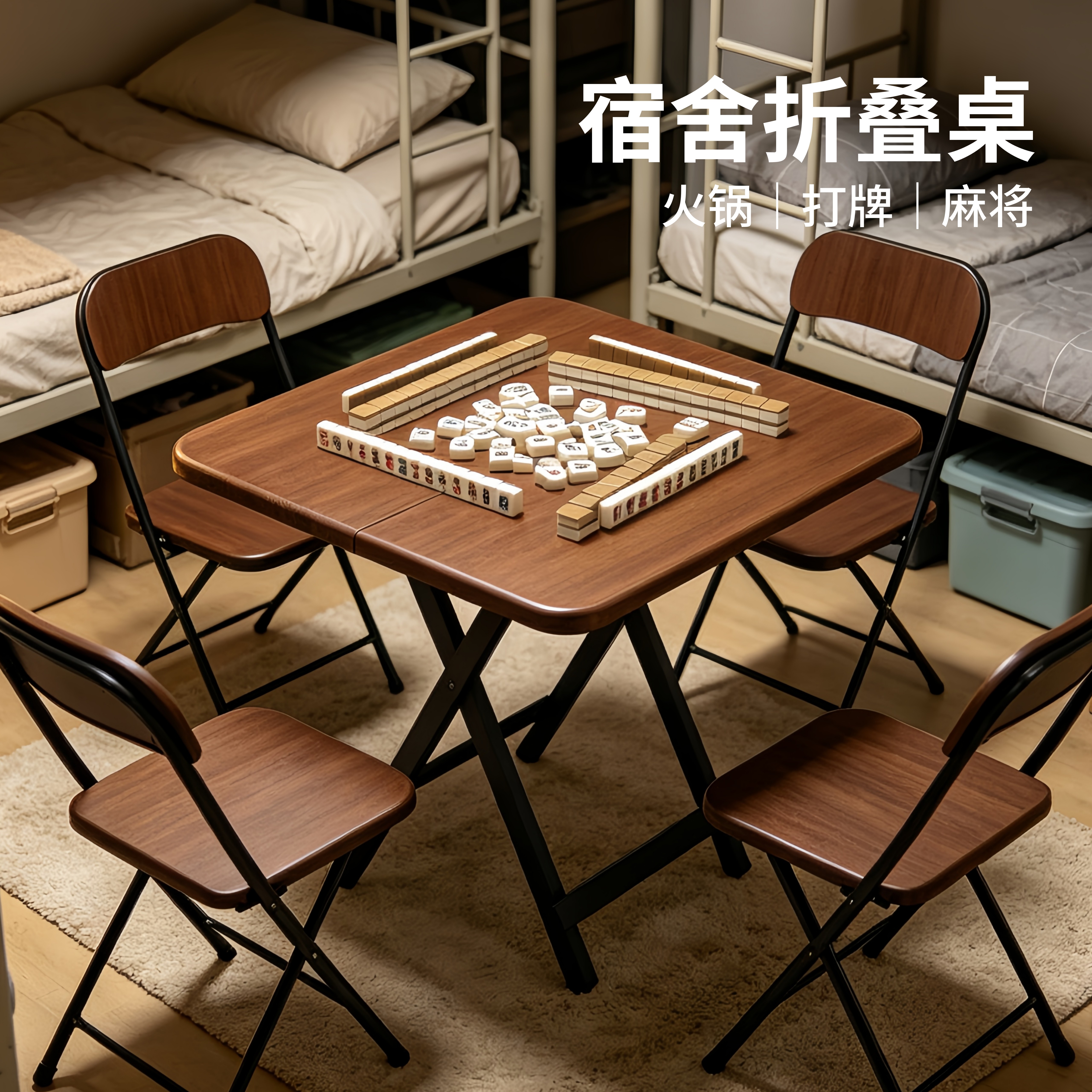 宿舍折叠麻将桌学生掼蛋专用桌图片
