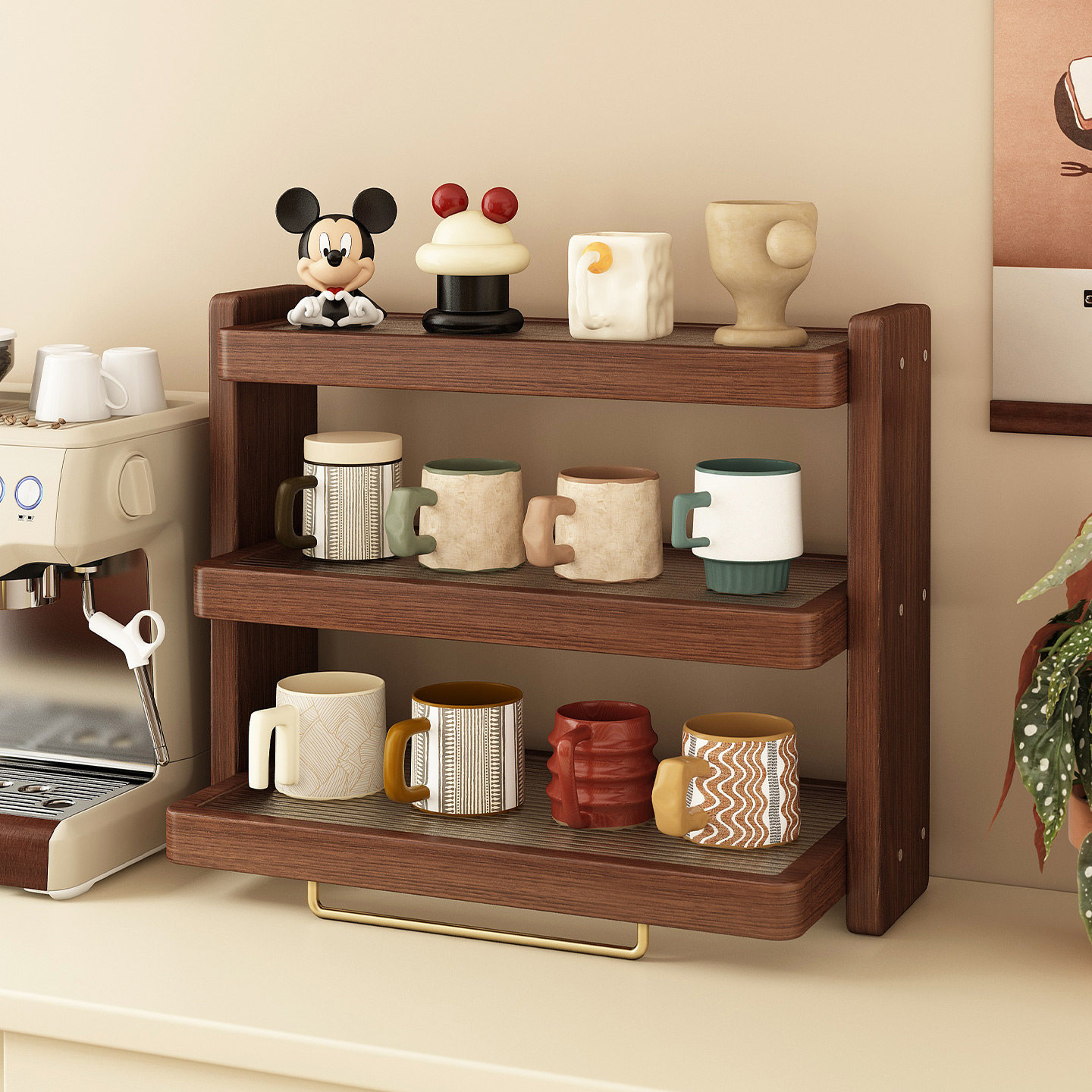 实木杯架杯子收纳置物架茶桌茶杯陈列架咖啡杯展示小型简易博古架