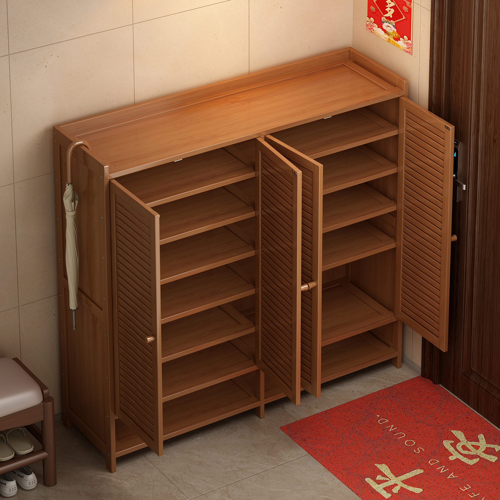 鞋架家用门口多层简易鞋柜带门防尘大容量入户室内收纳柜一体靠墙,住宅家具,鞋架,淘宝优惠券,粉丝福利购,淘宝优惠卷